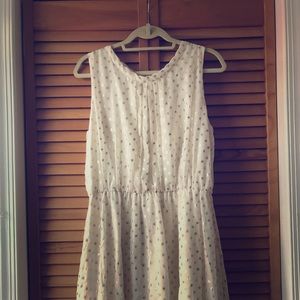 Maison Jules semi formal metallic dot white dress